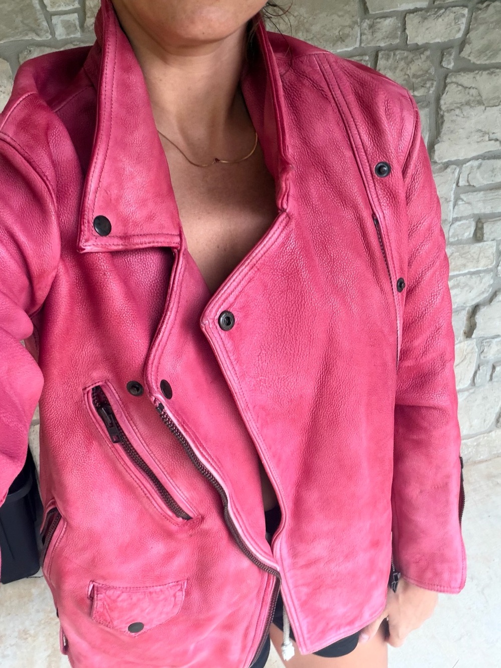 Free People S 100% Leather Jealousy Jacket Red